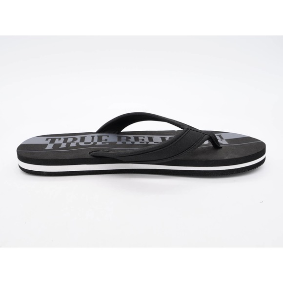 True Religion Sandals Mens 12 Austeen Black & White Thongs Flip Flops Slip On - Picture 3 of 9